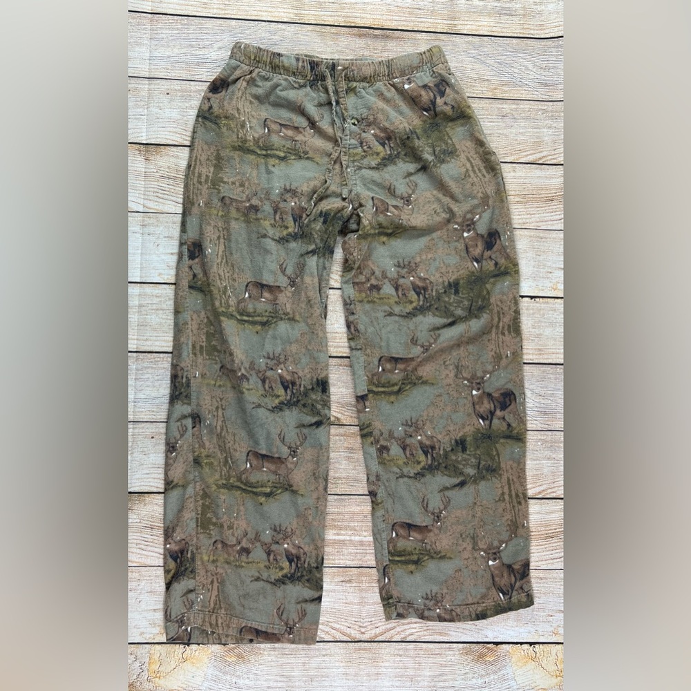 Vintage Original Cold Storage Pajama Pants Pockets Whitetail Deer Size Large T